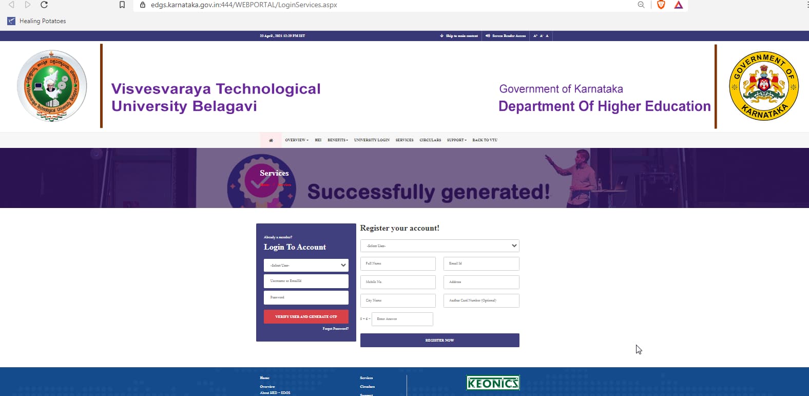 vtu phd student login